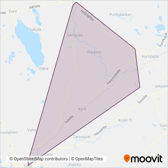 Vuorinen Transport Ltd coverage area map