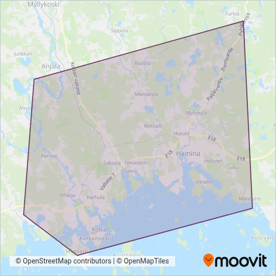 Kotka Region Transport / Jyrkilä Ltd coverage area map