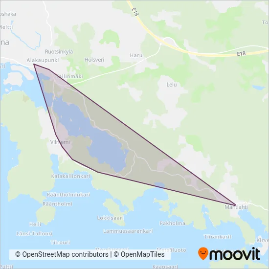 Transport Vuorela Ltd / Kotka Region Transport coverage area map