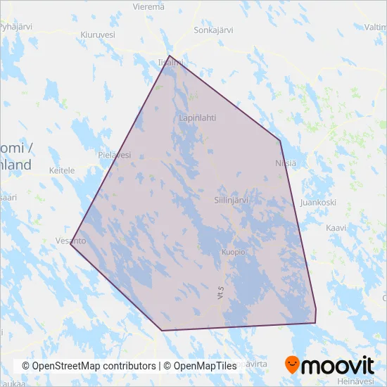 Kuopio Charter Auto Ltd coverage area map