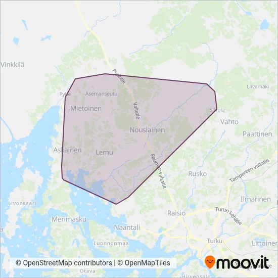 Turku Charter Transport Ltd coverage area map