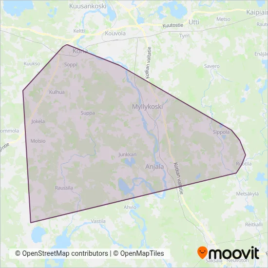 Elimäki Transport Ltd coverage area map