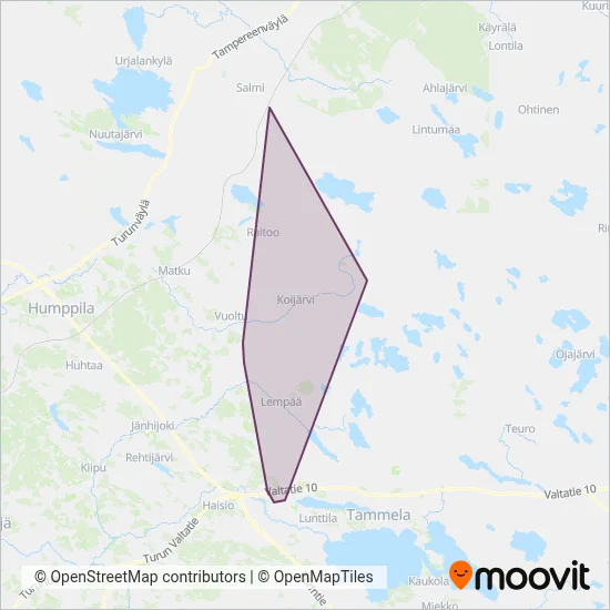 Koivisto Bus Transport Ltd coverage area map
