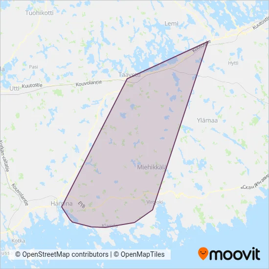 Vuorela Transport Ltd coverage area map