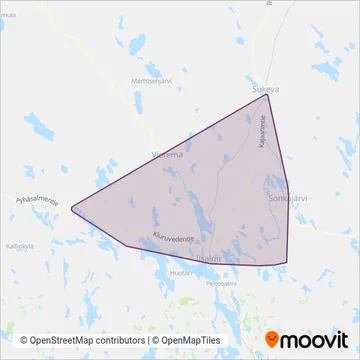 Linja-Autoliike Veljekset Laitinen Oy coverage area map
