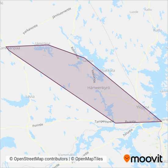 Länsilinjat/Waltti coverage area map