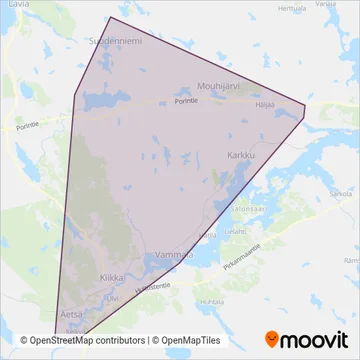 Linja-autoliikenne Antti Lauhamo Oy coverage area map