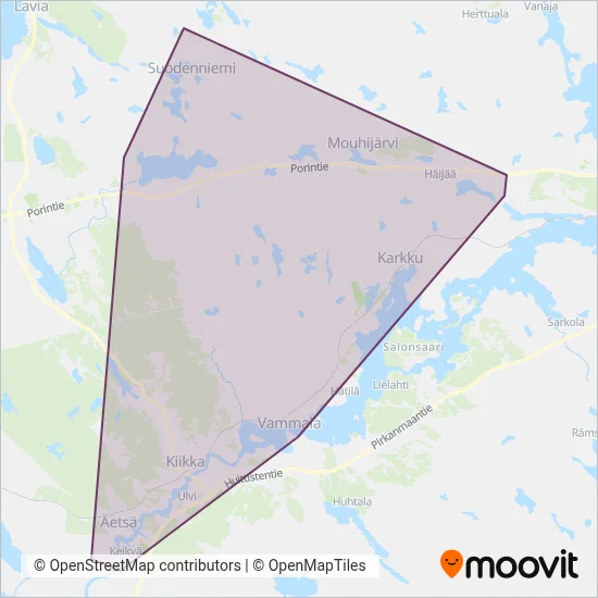 Bus Transport Antti Lauhamo Ltd coverage area map
