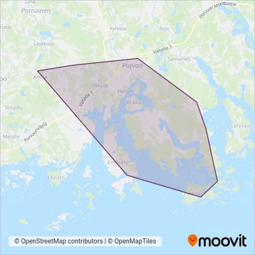 Porvoon kaupunki coverage area map
