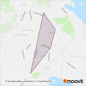 Nysse/Oriveden Taksi Oy coverage area map