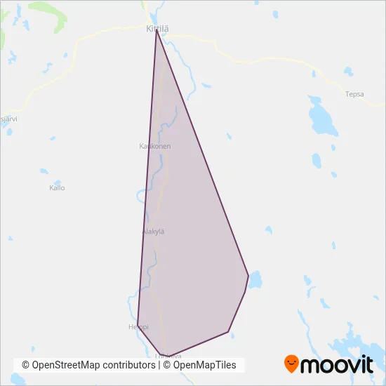 Commuter Traffic Molkojärvi-Helppi-Kittilä coverage area map