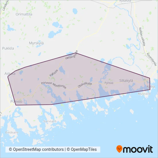 Koivisto Auto Porvoo Ltd coverage area map
