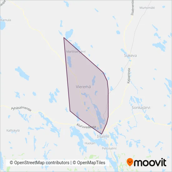Bus Company Y. Makkonen & Co coverage area map