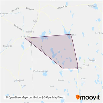 Kuortaneen Taksi & Bussi Oy coverage area map
