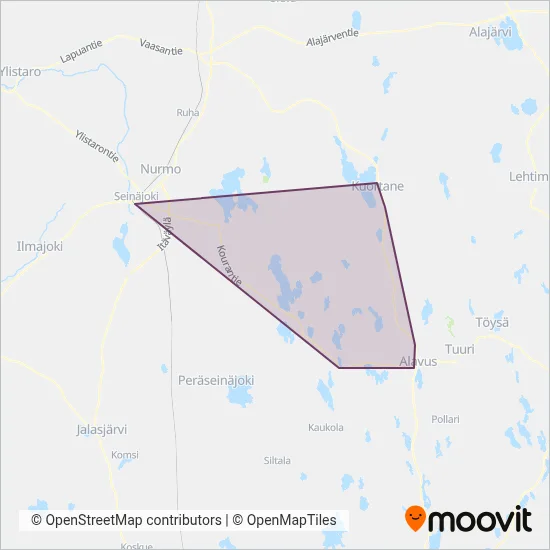 Kuortane Taxi & Bus Ltd coverage area map