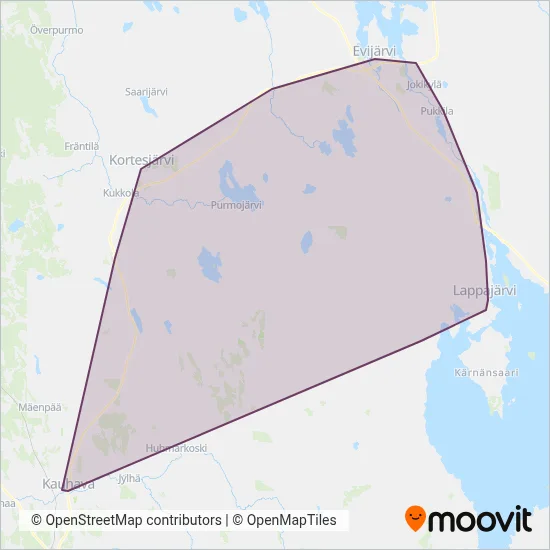 Pahkakangas Transport Ltd coverage area map