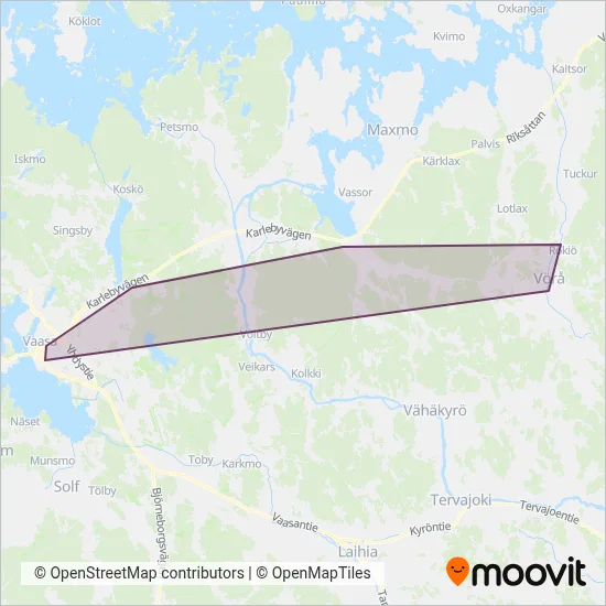 Oravais Traffic Ab - Oravainen Transport Oy coverage area map