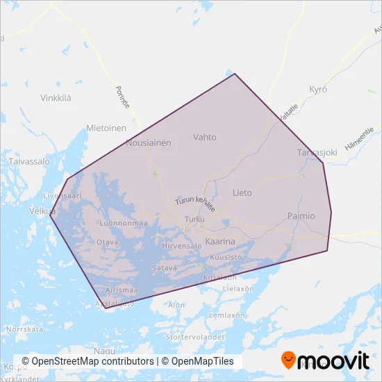 FÖLI Turku Region Public Transport coverage area map