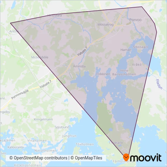 Porvoo - Porvoon bussi coverage area map