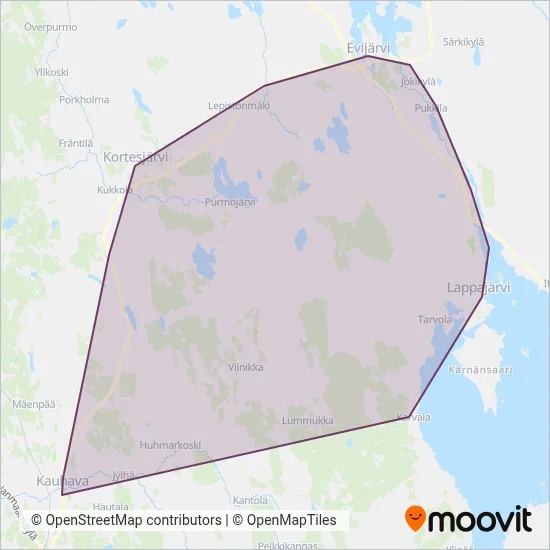 Pahkakangas Transport Ltd coverage area map