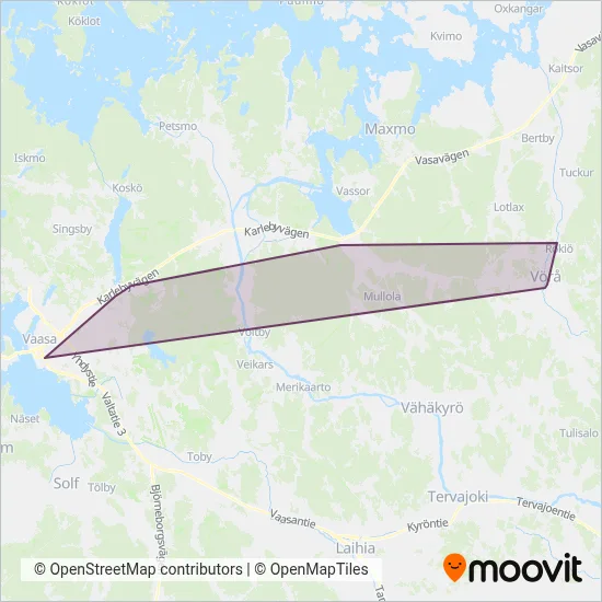 Oravais Traffic Ab - Oravainen Transport Oy coverage area map