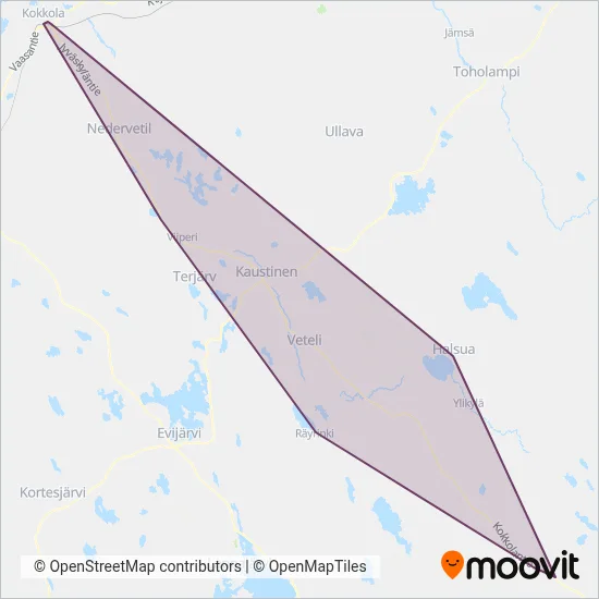 Linja-autoliikenne O.A. Aho Oy coverage area map