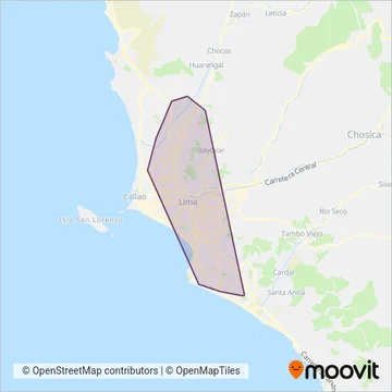 Metropolitano - Alimentadores coverage area map