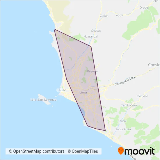 Metropolitano - Alimentadores coverage area map