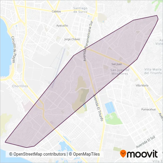 Turismo San Juanito S.A. coverage area map