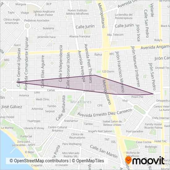Mapa del área de cobertura de Empresa de Transportes y Turismo Star Tours S.A