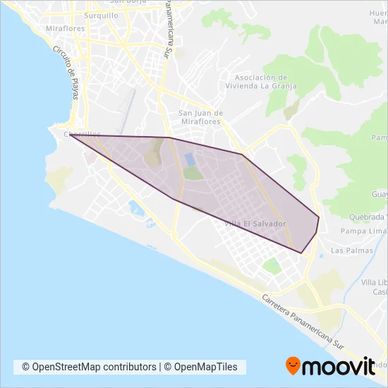 Mapa del área de cobertura de José Gálvez S.A.