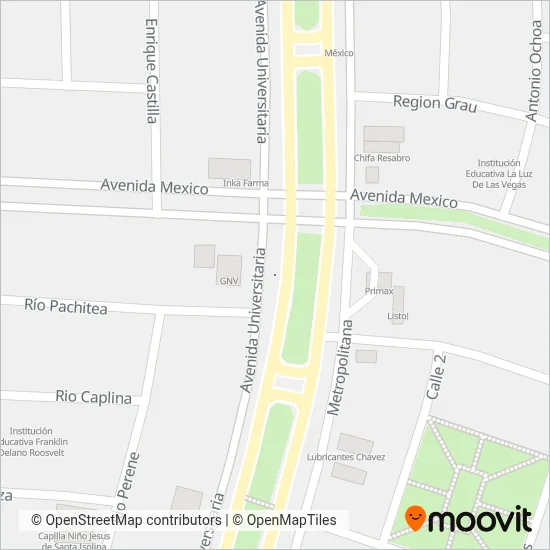 Mapa del área de cobertura de J.C. Bus S.A.C