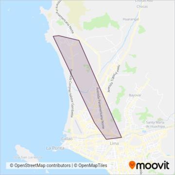 Mapa del área de cobertura de Multiserv. e Inver. Chimpum Callao S.A.