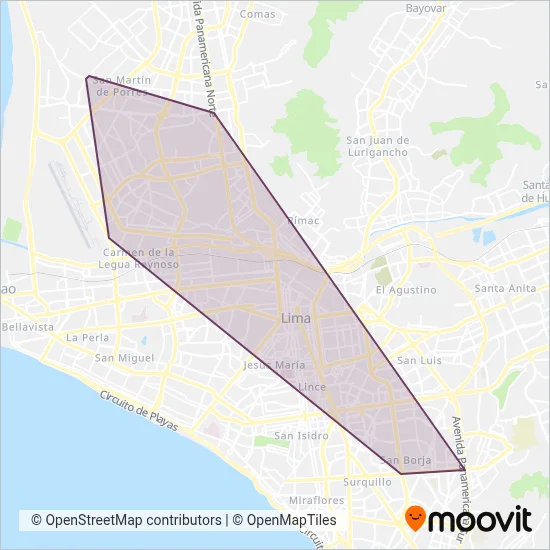 Mapa del área de cobertura de Consorcio Lima Sur S.A.C