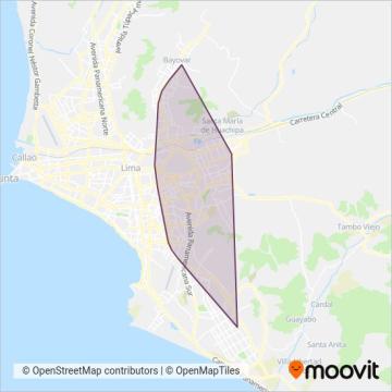 Mapa del área de cobertura de Metro de Lima