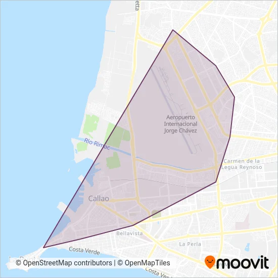 Mapa del área de cobertura de Transportes y Servicios La Esperanza S.A.