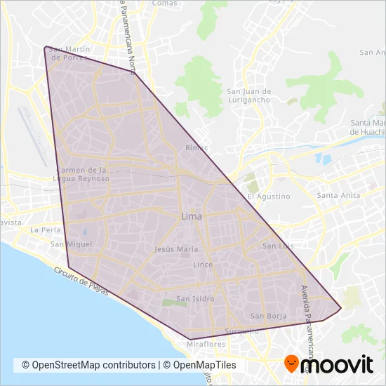Mapa del área de cobertura de Grupo Diez S.A.C.