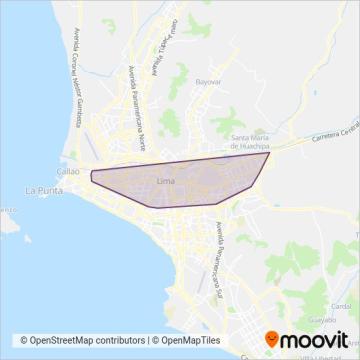 Mapa del área de cobertura de Transportes y Service Canadá S.A.