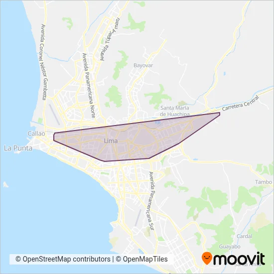 Mapa del área de cobertura de Transportes y Service Canadá S.A.