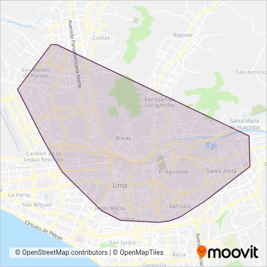 Mapa del área de cobertura de Virgen de la Asunción S.A.