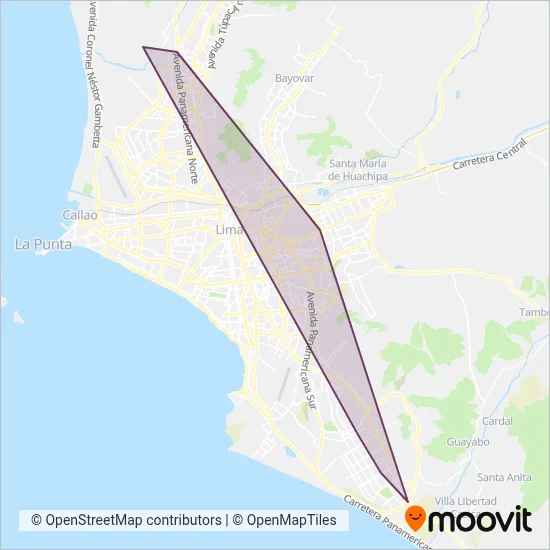 Mapa del área de cobertura de ETUCHISA