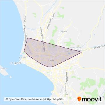 Mapa del área de cobertura de Transportes Pesqueros S.A.