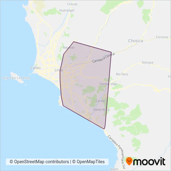Mapa del área de cobertura de ETUL4SA