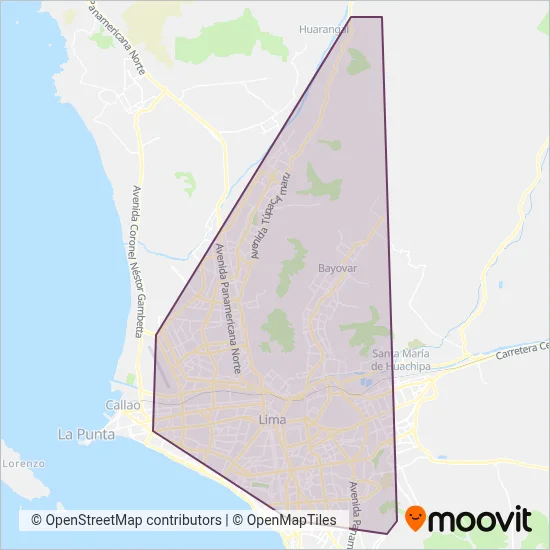 Mapa del área de cobertura de Nueva América S.A.