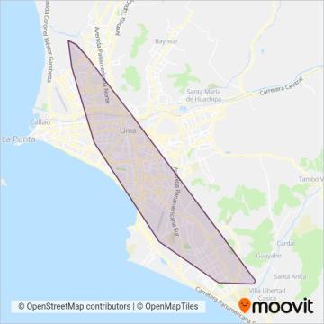 Mapa del área de cobertura de ETUPSA 73