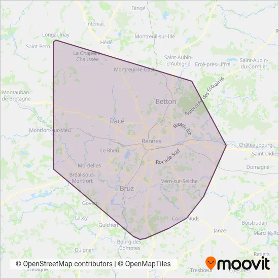 Carte de la zone de couverture de STAR (Bus)