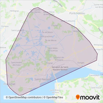 Sté de Transport de l'Agglomération Nazairienne coverage area map