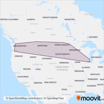 Amtrak coverage area map