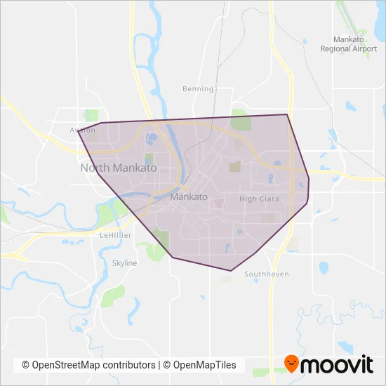Mankato Transit System coverage area map