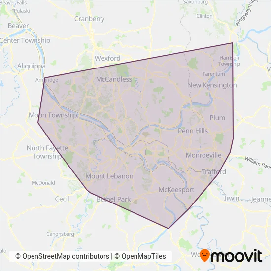 Pittsburgh Regional Transit (Bus) coverage area map
